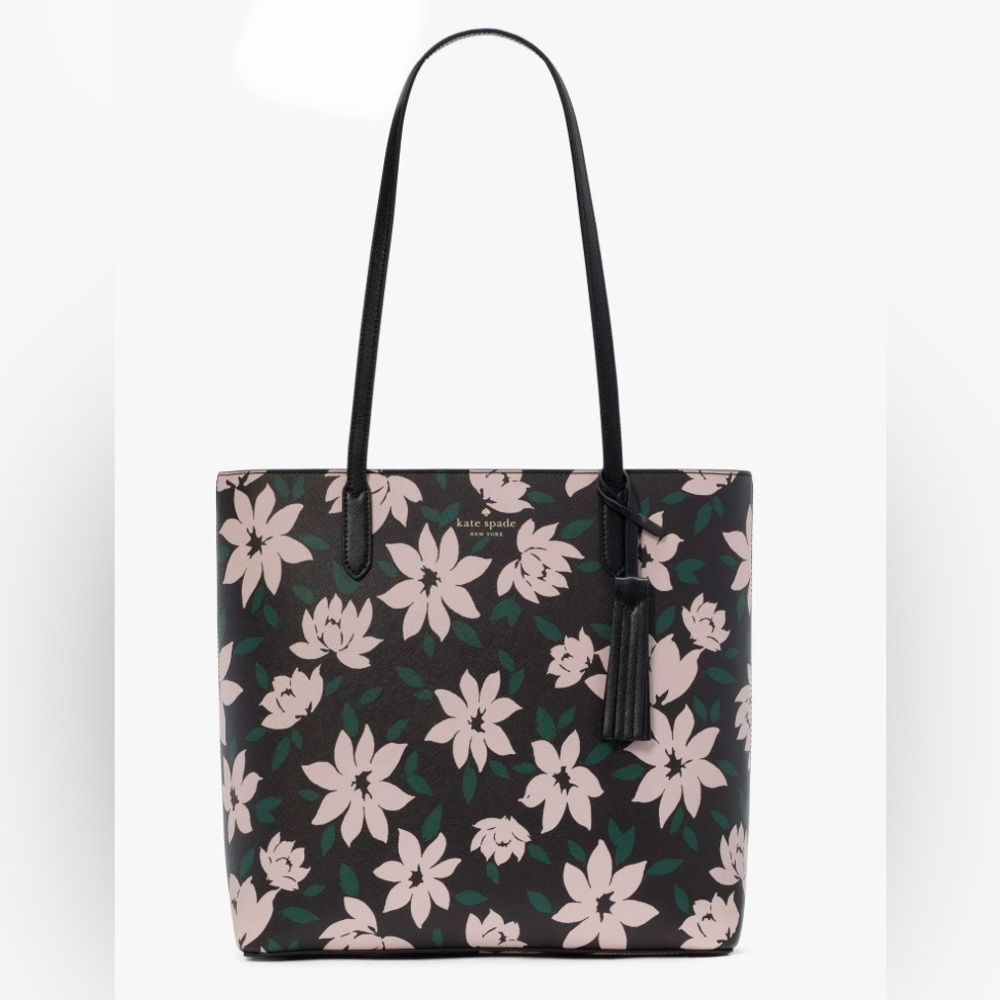 Kate Spade NWT Jana Winter Blooms Medium Tote. Black Multi.